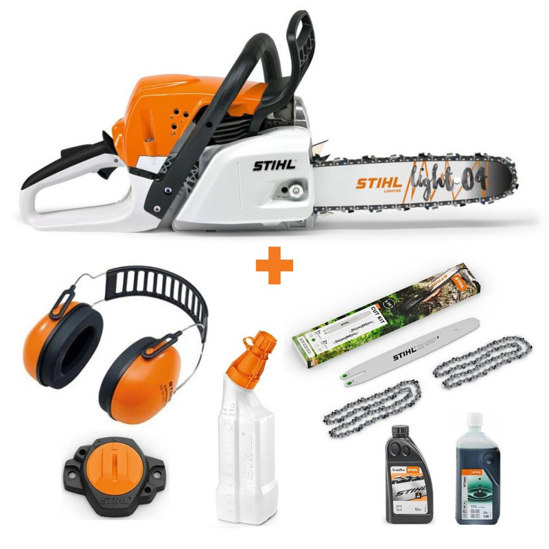 STIHL MS 251 PM3 35cm – Cut Kit 4, Smart Connector, nauszniki, pojemnik i zestaw olejów