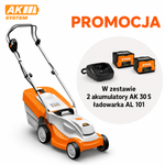 STIHL RMA 235 – kosiarka akumulatorowa 33 cm + 2× AK 30 S + AL 101 (zestaw)