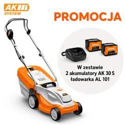 STIHL RMA 235 – kosiarka akumulatorowa, Zestaw: 2× AK 30 S + AL 101