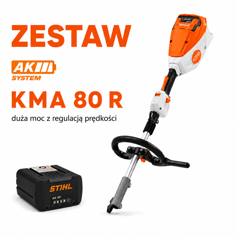 STIHL KMA 80 R – ZESTAW  z akumulatorem. Lekki KombiMotor Akumulatorowy