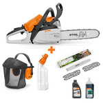 STIHL MS 212 PM3 35cm – Cut Kit 4, Przyłbica, pojemnik do mieszanki i zestaw olejów