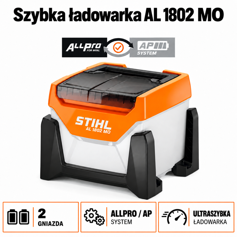 STIHL AL 1802 MO – ultraszybka ładowarka do akumulatorów ALLPRO / AP, 2 gniazda ładowania