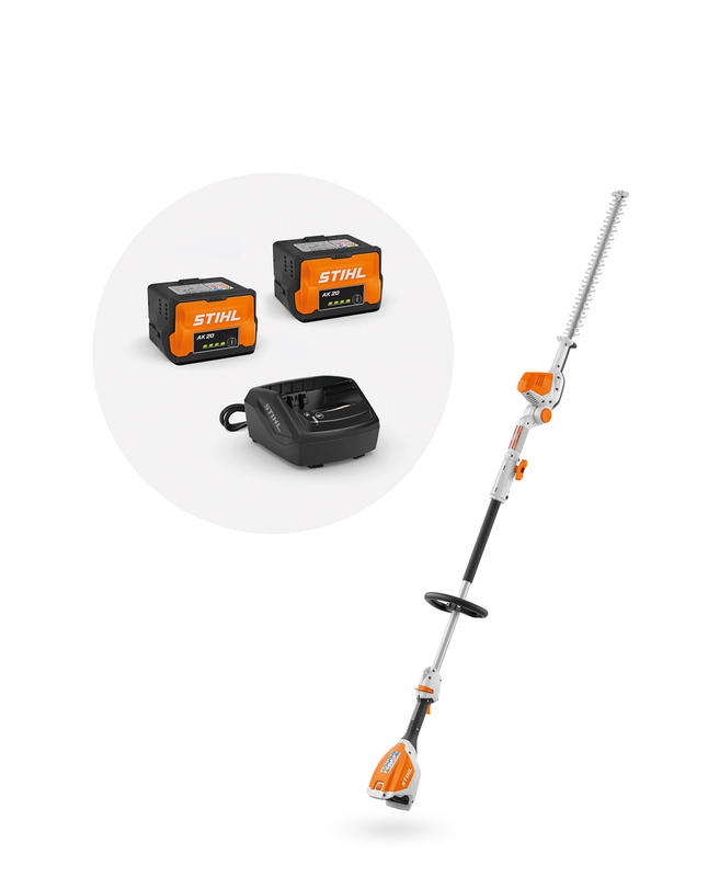 STIHL HLA 56 – nożyce akumulatorowe na wysięgniku, Zestaw: 2× AK 20 + AL 101